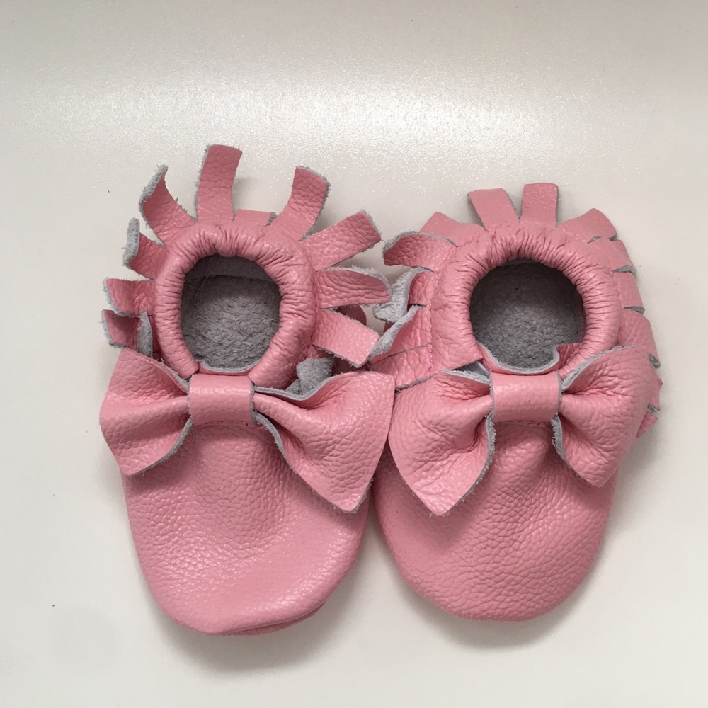 Baby Girl Pink Fringe Moccasins